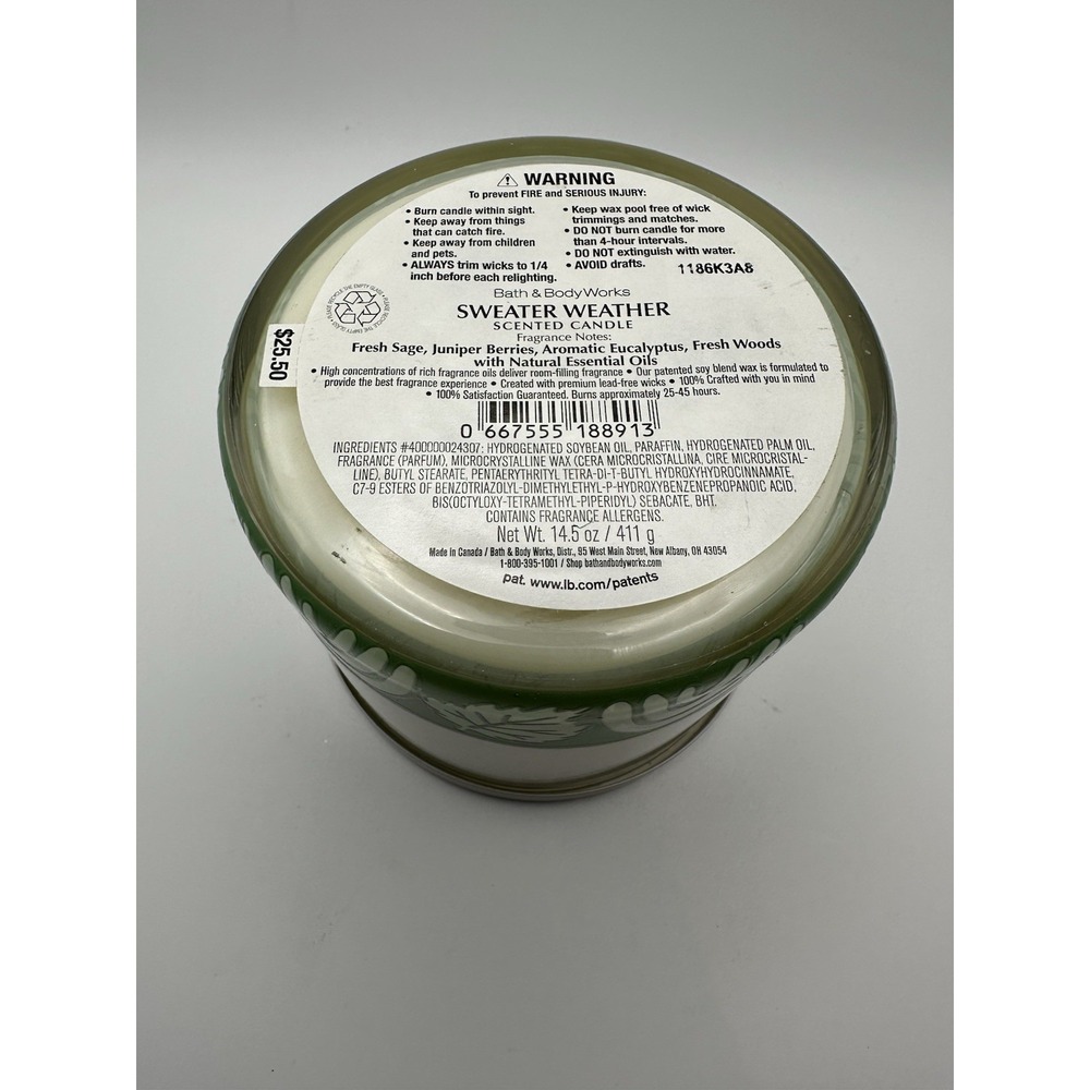 BATH & BODY WORKS  2021 "WONDERFALL SWEATER WEATHER" 3-WICK CANDLE 14.5 OZ - Picture 5 of 5